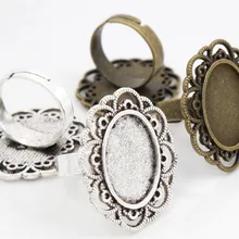13x18 мм, 5 шт., античное серебро и бронзовое покрытие, латунь, овальный, регулируемые кольца, пустые/базовые, подходят для 13x18 мм, стеклянные кабошоны