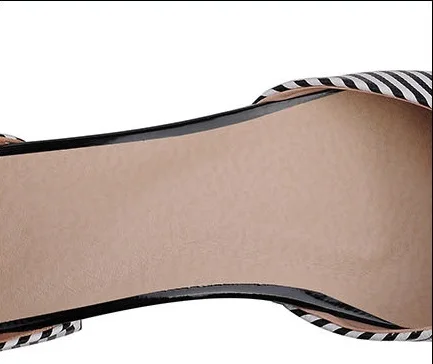 Женские элегантные босоножки в полоску на ремешке с пряжкой туфли-лодочки с закрытой пяткой на низком каблуке большого размера размеры 34–43 красная подошва
