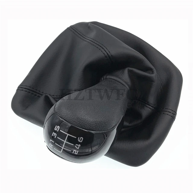 

6 Speed Manual Gear Shift Knob Lever Pen Black Gaiter Boot Cover Case HZTWFC-14.2 For Skoda Octavia 2 A5 2004-2010