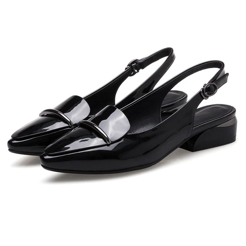 ANOVISHANA/sandalias mujer; женские босоножки; коллекция года; женские туфли-лодочки; обувь на низком каблуке; кожаные слинбэки; свадебные туфли; обувь; zapatos; D076 - Цвет: Black