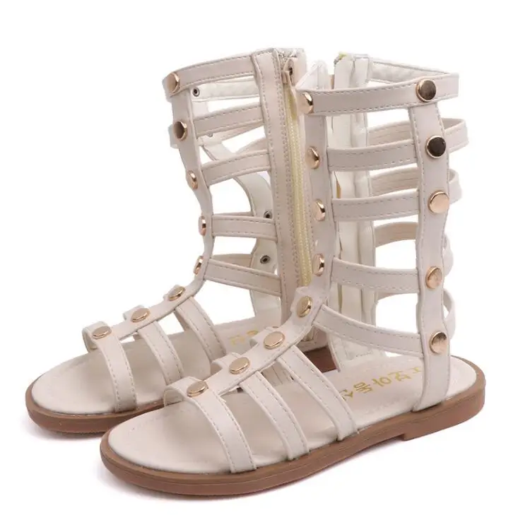 

New Fashion Rome Sandals For Girls Pu Leather Weave breathable beach shoes Children Gladiator Flat Summer Shoes EU 26-35