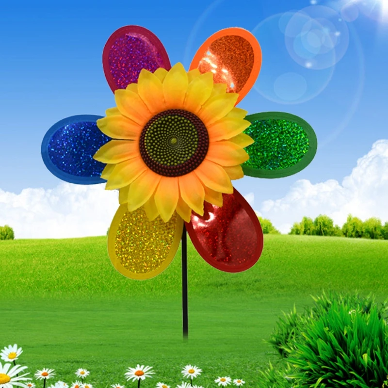 

Sunflower Windmill Whirligig Party Toy Color Random Plastic Wind Spinner Lawn Home Garden Yard Outdoor 3D Beautiful Pinwheel