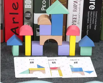 

15pcs Kid Wooden Mini Castle Building Blocks Geometric Shape Educational Toys Game Environment Friendly