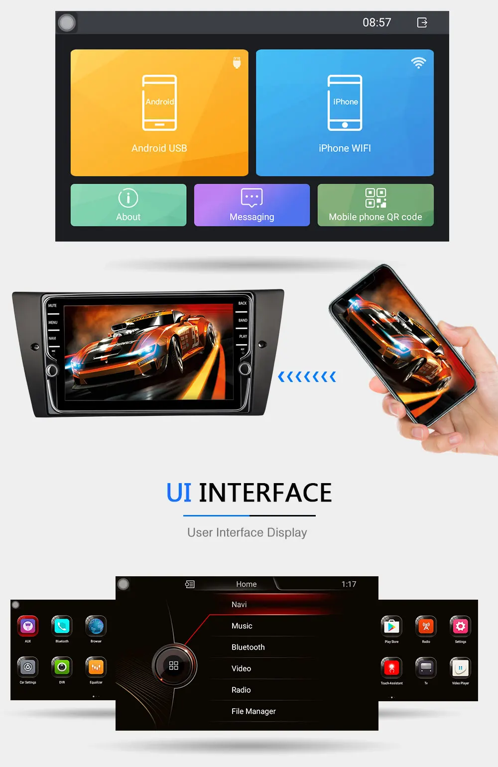 Clearance Funrover IPS android 8.0 2 din car dvd radio multimedia player for BMW 320 328 3 Series E90 E91 E92 E93 whit gps tape recorder 24