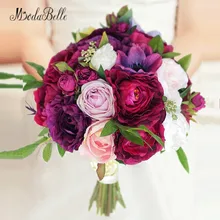 Modabelle бордовый букет невесты высокое качество Ramo Novia Искусственные Свадебные цветы Свадебный букет розовые розы