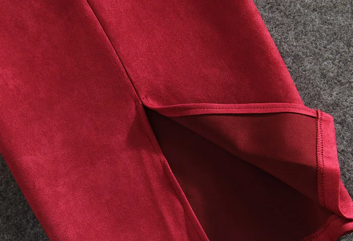 Теплая осенне-зимняя однотонная облегающая юбка-карандаш с высокой талией, облегающая юбка из искусственной замши для женщин, Офисная Женская юбка на молнии