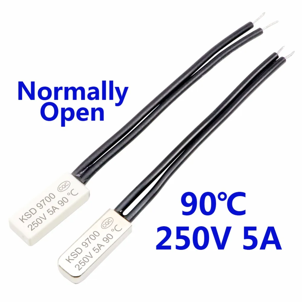 10Pcs 90 Degree Celsius Normal Open KSD9700 5A 250V Thermostat Thermal
