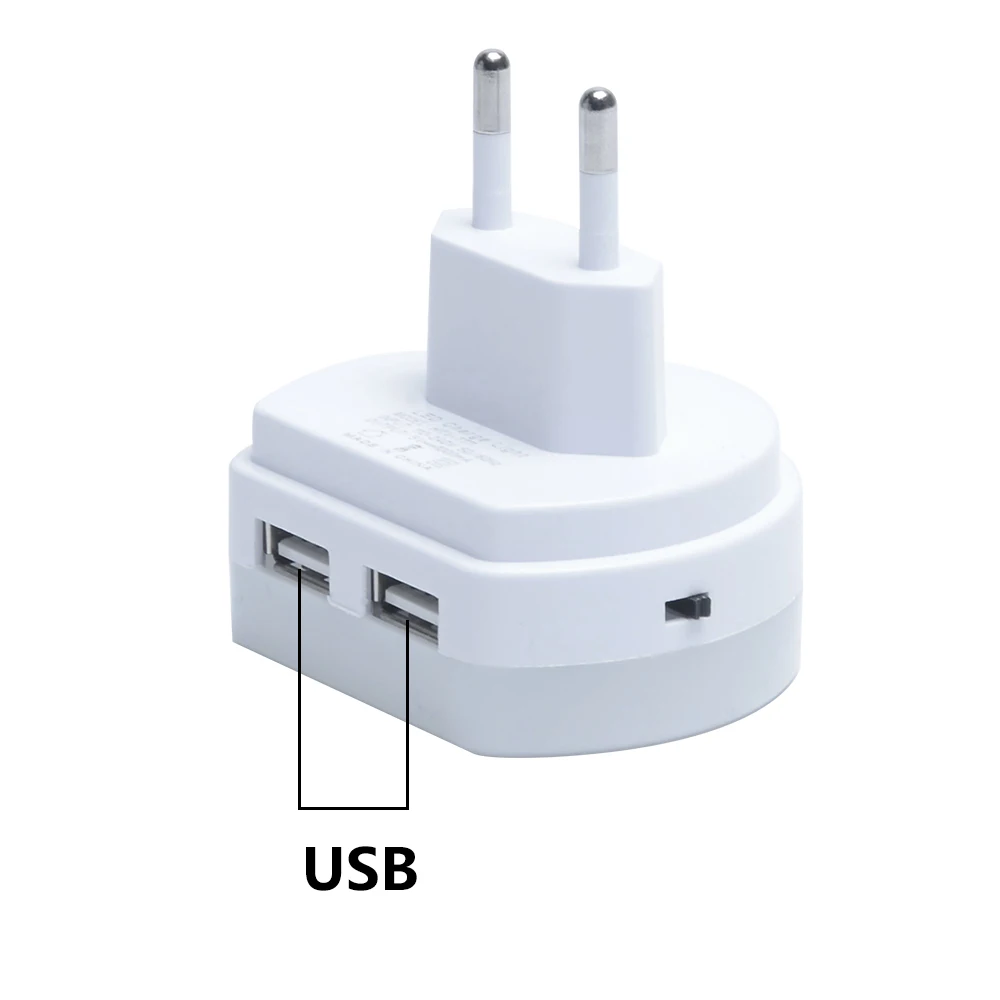  LED Night Light with Dual USB Port Light Sensor Control Lighting Plug-in Wall Charger Lamp EU US Pl - 32962426977