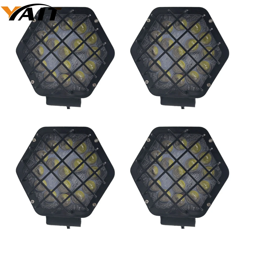 

Yait 48W 5D Led Bulbs Spotlight Headlight Hexagon Shape Work Light Lamp For Boat Tractor Truck Off-Road Cars