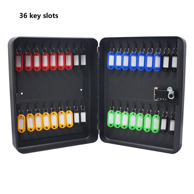 Настенный ключ, стальной шкаф для хранения, органайзер, коробка, 36 ключей, емкость, кодовый замок, ключ, сейф с кодом и бирками для ключей - Цвет: 36 key