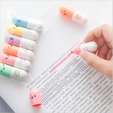 6 шт./компл. мини капсулы читая витамины маркер для выделения цветные ручки Канцтовары офисный школьный поставки