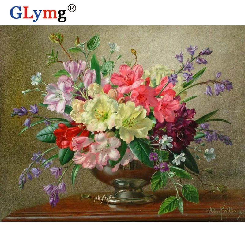 

Needlework Diy Diamond Painting Cross Stitch Vase Flowers Diamond Embroidery Full Square Rhinestones Drill European Home Decor