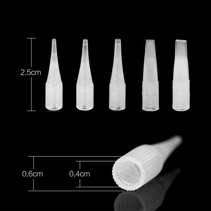 

500pcs 0.4*0.6cm Tattoo Needles Caps 1rl Plastics Tattoo Tips for Permanent Makeup Ponteiras Biqueira Universal Dermografo