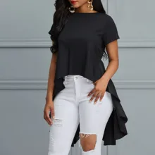 Женская футболка с дизайном на готическую тему, короткий рукав, круглый вырез, ласточкин хвост, топы в европейском стиле, модная шикарная одежда, повседневная тонкая Асимметричная футболка, рубашки