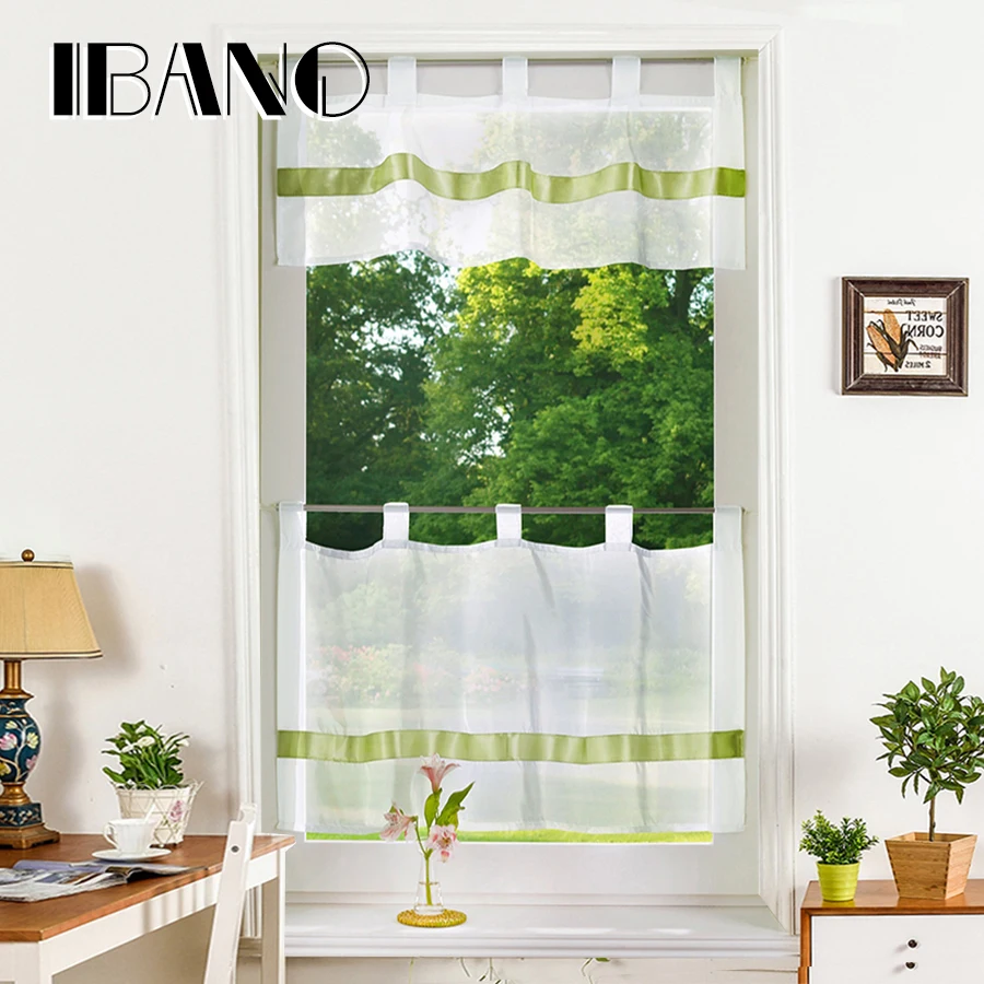 

Half-curtain Embroidery Customize Coffee Solid Window Valance Roman Curtain Panel Drape Tab Tape for the Kitchen Cabinet