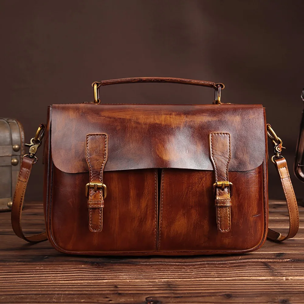 

High Quality Genuine Leather Women Tote Bag Handbag Famous Brand Female Vintage Crossbody Natural Skin Shoulder Messenger Bags