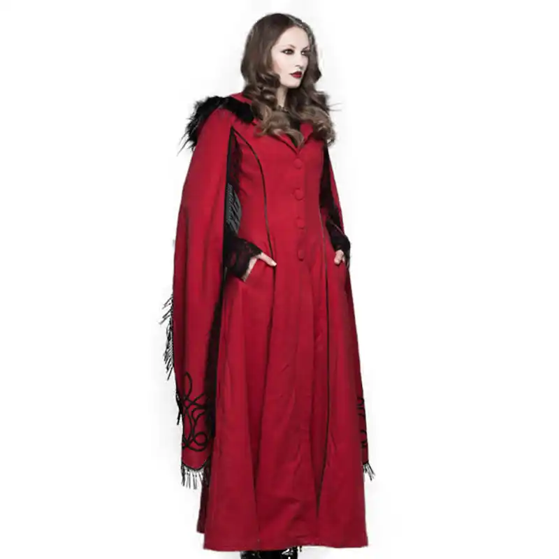 2020 Steampunk Winter Hooded Jacket Gothic Women S Long Haired
