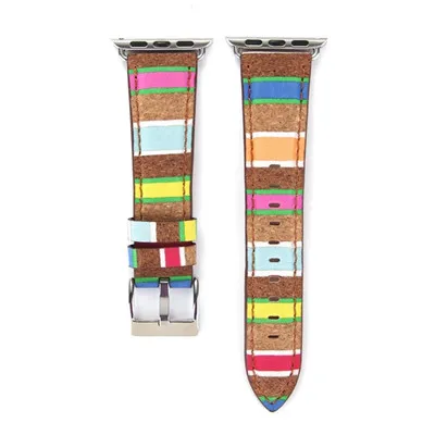 colorful Натуральная кожа ремешок для часов Ремешок для Apple Watch группа 42 мм 38 мм iwatch 3/2/1 браслет на запястье часы ремень Винтаж народная Стиль - Цвет ремешка: colorful