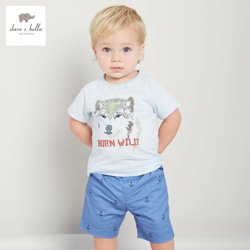 DB3039 dave bella summer baby boy blue cotton t shirt infant clothes