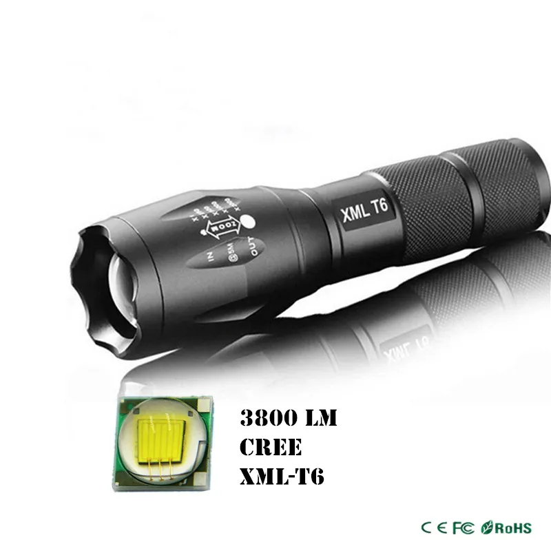 

Ultra Bright 5 Mode Dark XML-T6 3800LM Zoom Led Flashlight Waterproof Torch Lights Bike Light Free Shipping