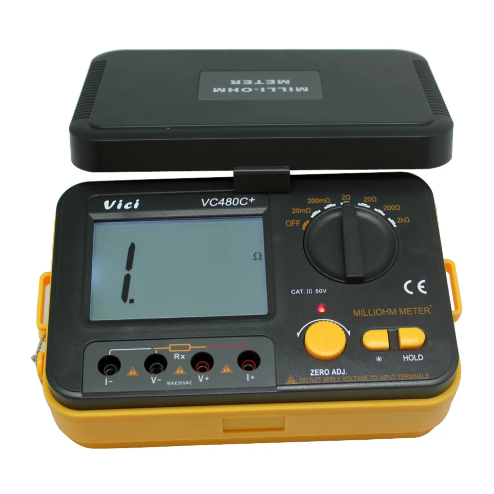AideTek Новый VC480C точность миллиом метров vs Megger 4 провода Кельвин Клип 0 Регулировка