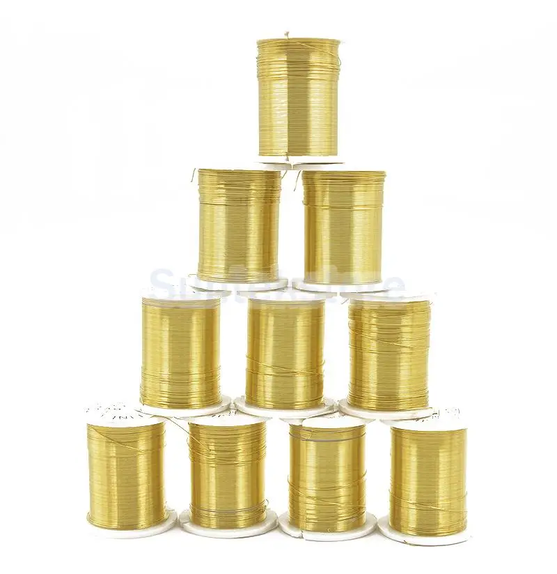 

10 Rolls Copper Wire Beading Thread String Cord 0.3mm Gold