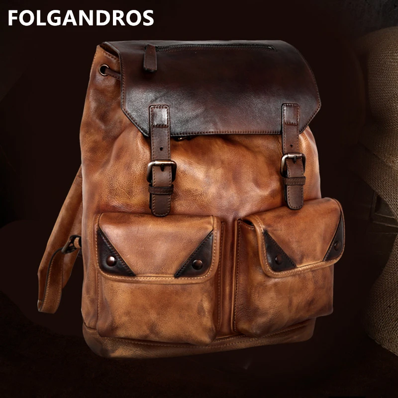 Men's Italian Imported Genuine Leather Backpack Famous Designer Handmade Vintage Backpack