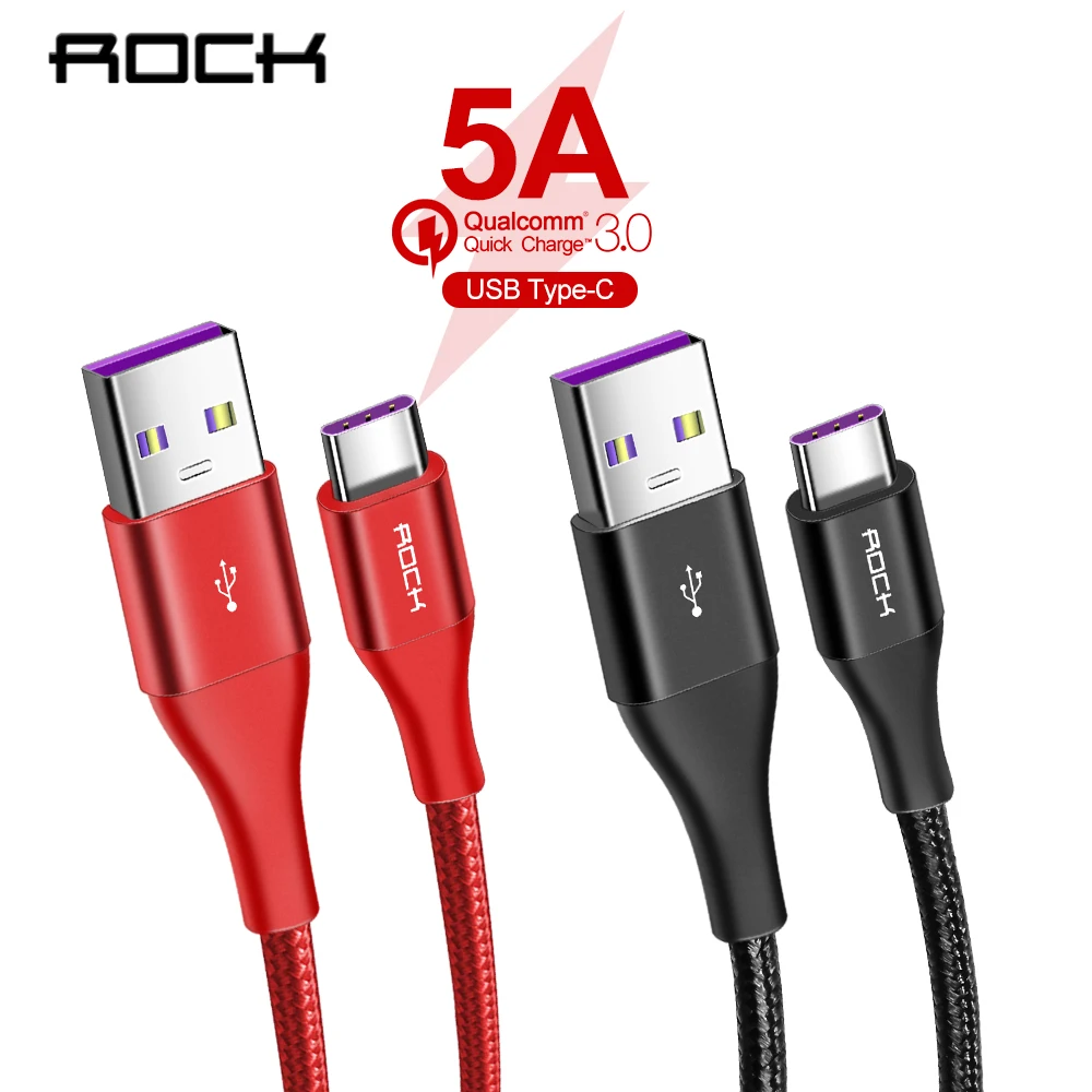 

ROCK Type C 5A Super Fast Charging USB C Cable Data Cord Phone QC 4.0 For Huawei P20 P10 P9 Mate 20 Pro SFCP For Samsung S9