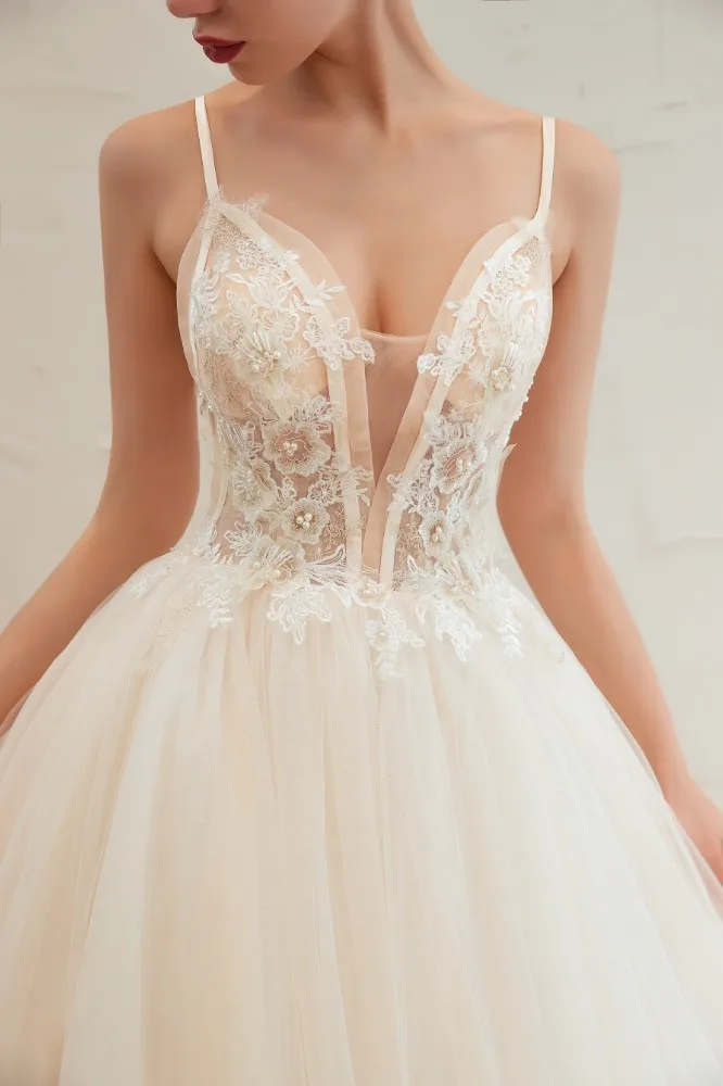 Vivian's Bridal летнее богемное кружевное платье с жемчужинами и аппликацией