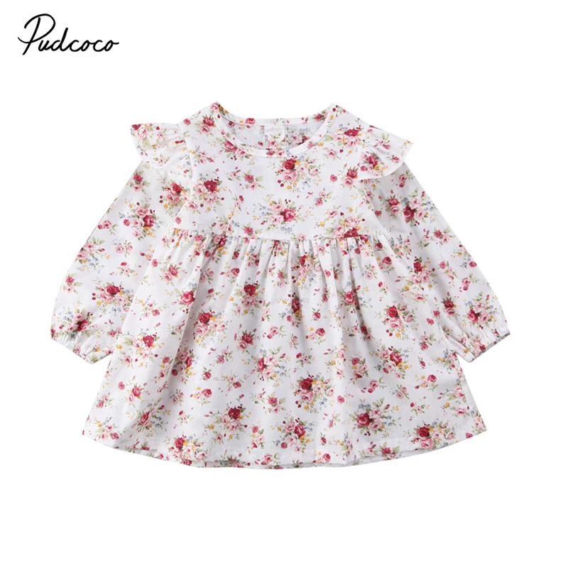 

2017 Baby Clothing Toddler Baby Girls Dresses Floral Princess Long Sleeve Dress Christmas Party Tutu Dresses