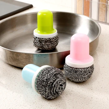 

Cleaning brush Kitchenware removable dishwashing pot steel wire brush Stainless steel cleaning ballpot painter
