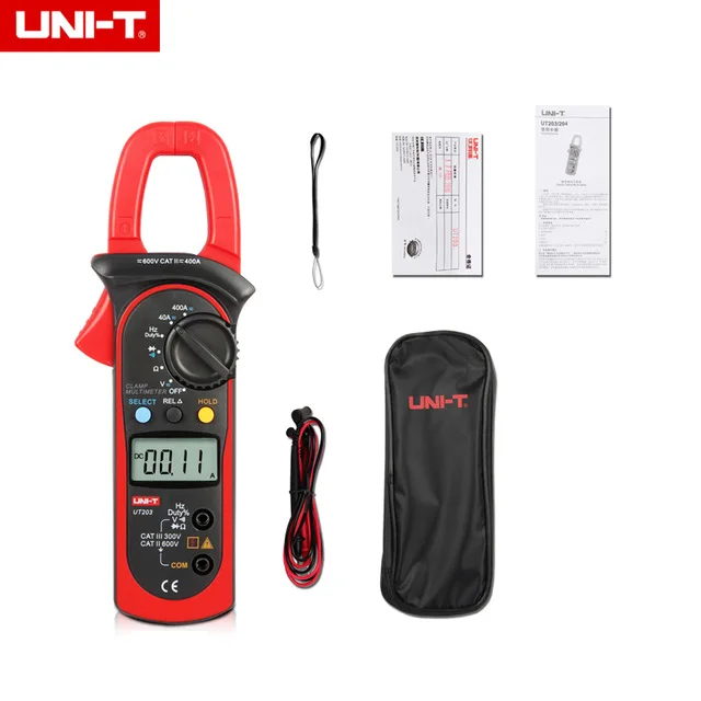 

UNI-T UT204A DC/AC Voltage Current Digital Clamp Meter with Resistance, Capacitance, Frequency and Temperature Measurement