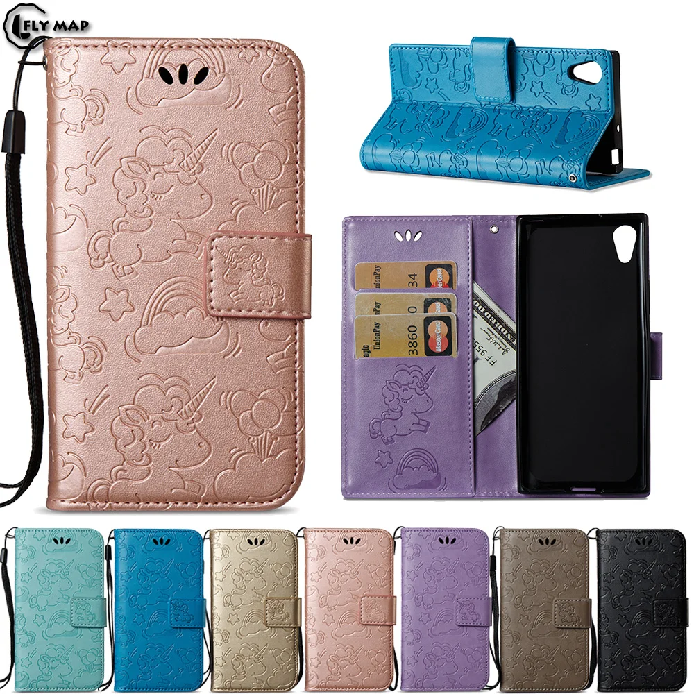 Unicorn Flip Cover For SONY Xperia XA1 Case Wallet TPU Silicone + PU leather Phone Shell For Xperia XA 2017 1 G3116 G3112 G3121