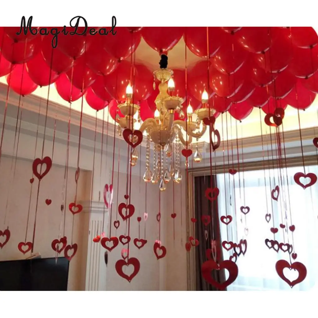 100 Shiny Heart Hanging Foil Balloon Swirl Tinsel Wedding Party Ceiling Decoration