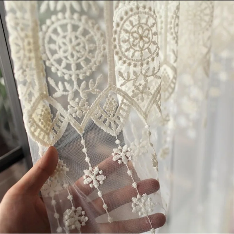 Tiyana European Lace Curtain Sheer Panels Kitchen Beige Tiyana European Lace Curtain Sheer Panels Kitchen Beige Voile Curtains Draperies Embroidery Window Treatments P022d3 In From Home Garden