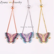 5 шт. ZYZ292-8457 микро Pave бабочка Кубический Цирконий Кристалл CZ браслеты с регулируемой скользящая шайба для женщин