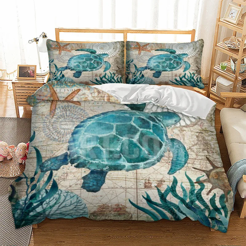 

3D Turtle sea duvet cover bedding set single twin full queen king size polyester bedlinen dropship