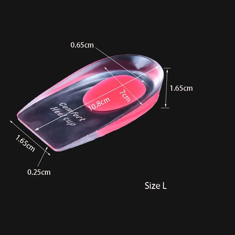 Силиконовые Гелеобразные напяточники чашки половинной длины стелька для увеличения роста обувные вкладыши для подошвенного фасцита костный шпор и боль в ачиле