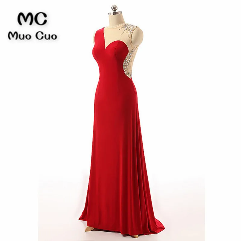 

2018 Red See Though Evening Dresses Long with Beaded Floor Length Chiffon Sweetheart Formal Evening Party Dress