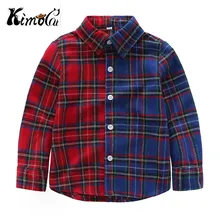Kimocat/Новые Детские рубашки для мальчиков, модная классическая Повседневная клетчатая детская одежда для мальчиков на весну и осень