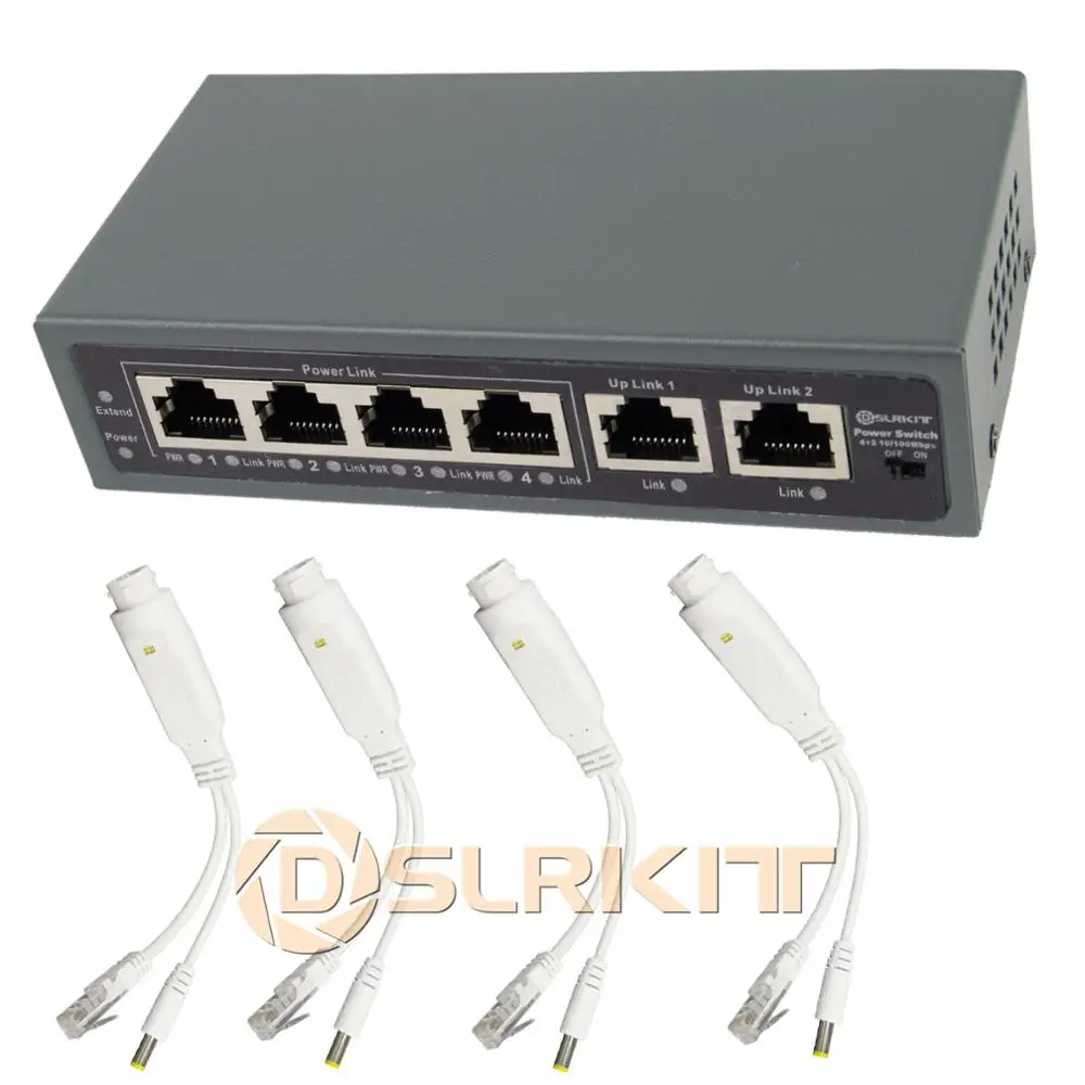 

DSLRKIT 6 Ports 4 PoE Kit (Switch + PoE Splitter) 18V-55V to 12V DC Buck converter