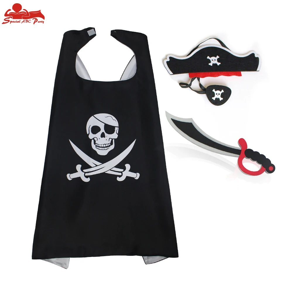 D.Q.Z 70*70 cm Pirate Costume Child Cape Mask Costume Elastic Knife Knight Sword Christmas Gifts Carnival Toys Play With Friend