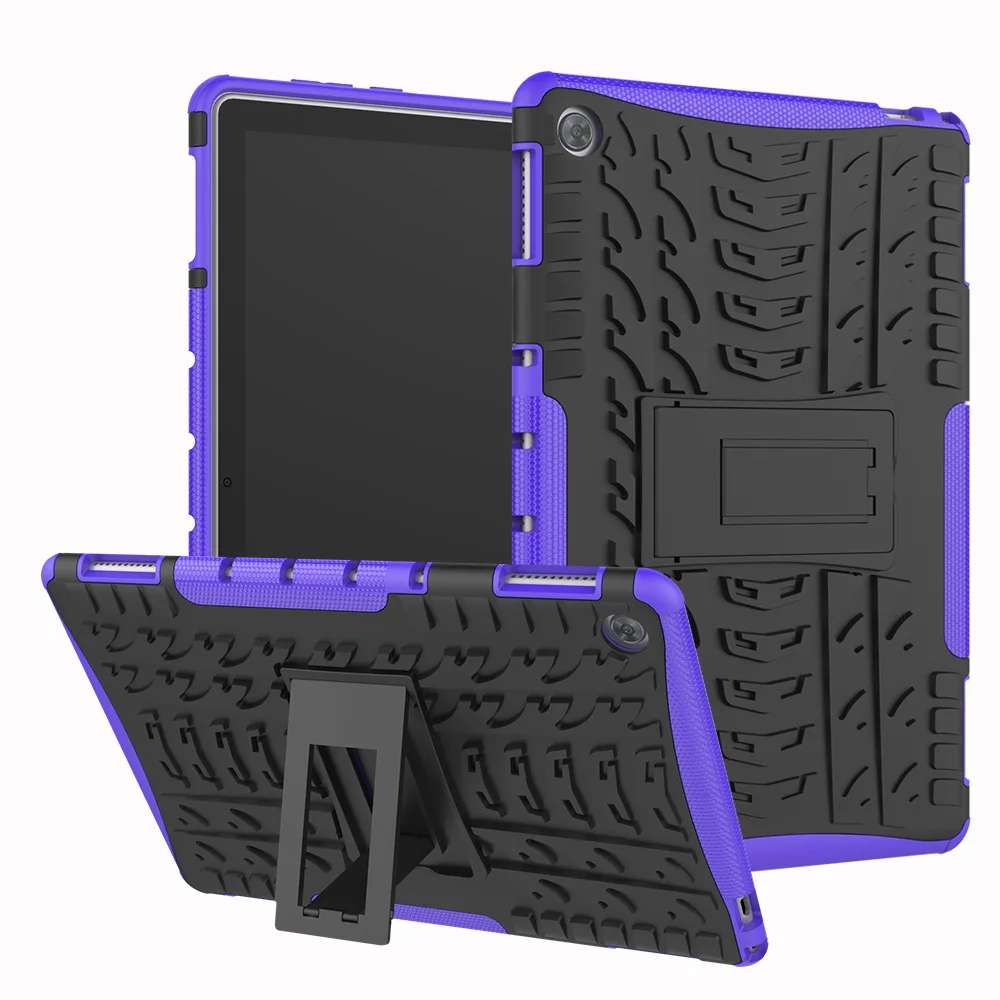 Гибридный армированный жесткий чехол из поликарбоната и силикона Защитный чехол для huawei Mediapad M5 Lite 10 10,1 дюймов BAH2-L09 BAH2-W09 BAH2-W19 Стенд кожаный чехол - Цвет: Purple