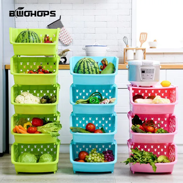Kitchen Shelves Fruit And Vegetable Floor Type Storage Basket Snacks Kitchen Shelves Fruit And Vegetable Floor Type Storage Basket Snacks Kids Toys Box Multilayer Overlay