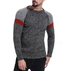 Прямая доставка формальный мужской свитер однотонный пэчворк с длинным рукавом Пуловеры Повседневный с круглым вырезом свитер мужской