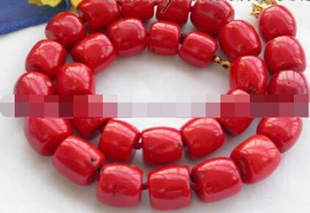 

free shipping 004906 18''Genuine Nature High Quality Column Red Coral Bead Princess Necklace