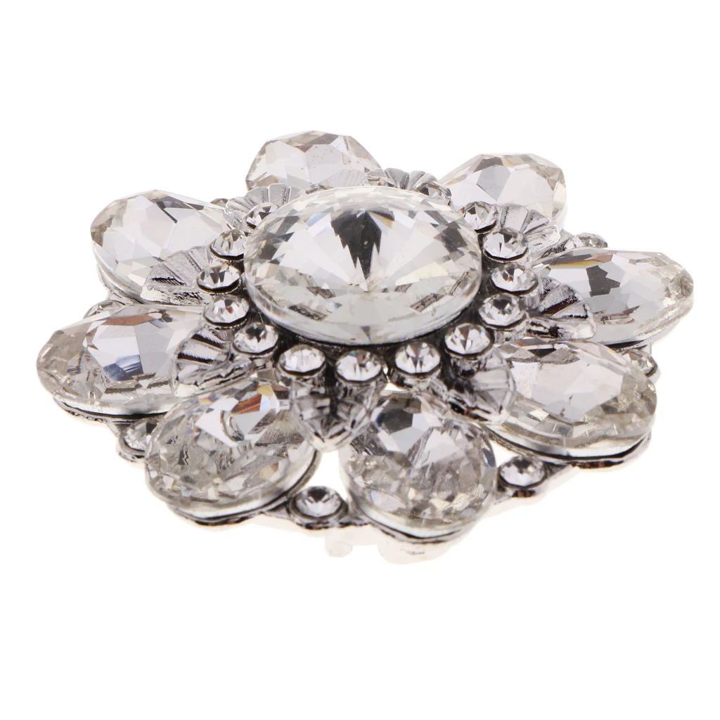 Flower Alloy Crystal Rhinestone Shank Buttons Sewing Decorative Buttons for Sewing Clothing Sweater Dress DIY Crafts Supplies