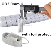 10 шт./лот аксессуары пучки лучшее качество 1 м 8pin с фольгой защиты OD3.0 usb синхронизации данных зарядное устройство кабель для iphone ipad