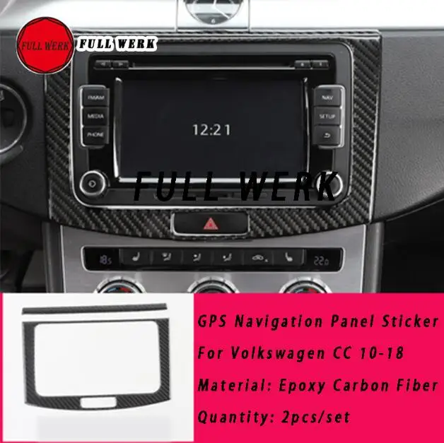 Углеродное волокно вид салона автомобиля декоративное лощеное покрывало Наклейка для Volkswagen VW CC 10-18 аксессуары для формовки интерьера - Название цвета: GPS Navigation Panel