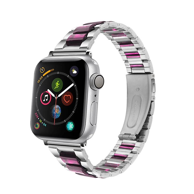 Для Apple Watch Band 44 мм 40 мм 38 мм 42 мм металлический спортивный браслет из нержавеющей стали + каучуковый ремешок для iWatch Series 4 3 2 1 Ремешки для